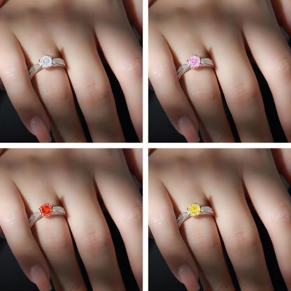 TLR23009  Hot selling S925 silver inlaid high carbon diamond ring, women's classic six claw fireworks, ice flower cut zircon color treasure