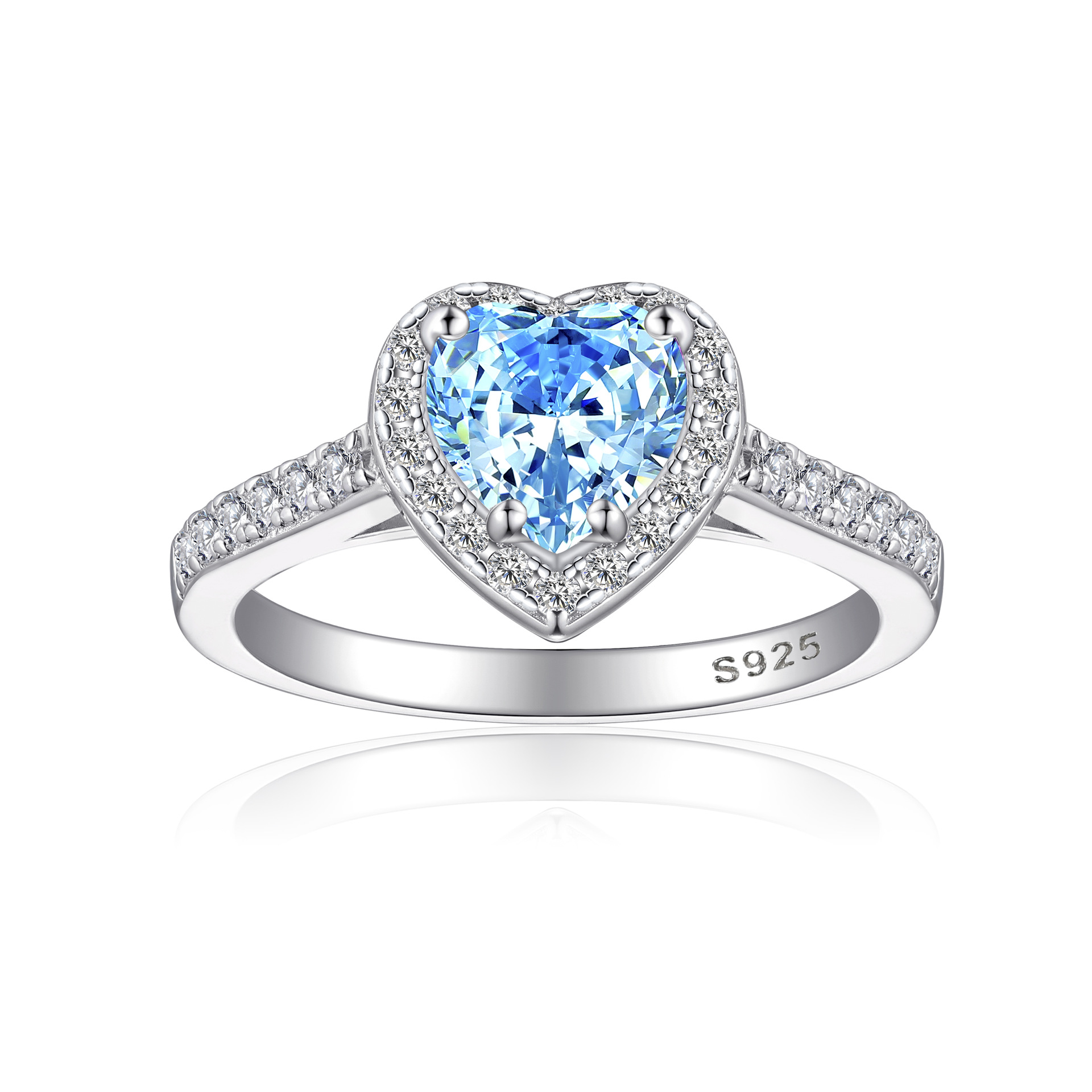 TLR23007  Hot selling S925 sterling silver ring, women's classic heart-shaped fireworks ice flower cut zircon high carbon diamond ring