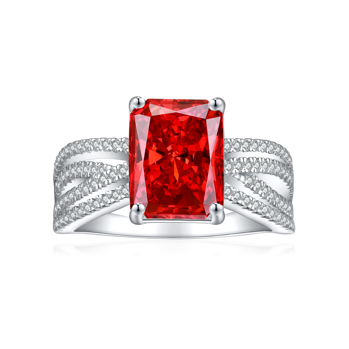 TLR23045  925 sterling silver 4ct fireworks and ice flower cut square diamond ring for women's luxury color treasure 8 * 11 high carbon diamond women's ring arrangement
