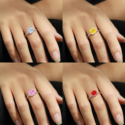 TLR23014  Hot selling 5ct fireworks and ice flower cut high carbon diamond S925 sterling silver ring 10 * 10 fat square colored treasure ring