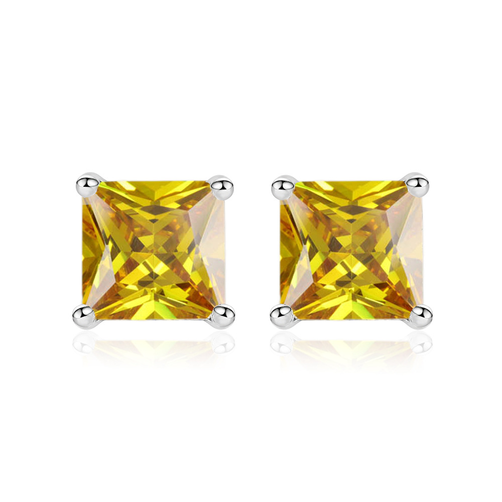 TLED110 Square zircon earrings for women, fashionable European and Ame