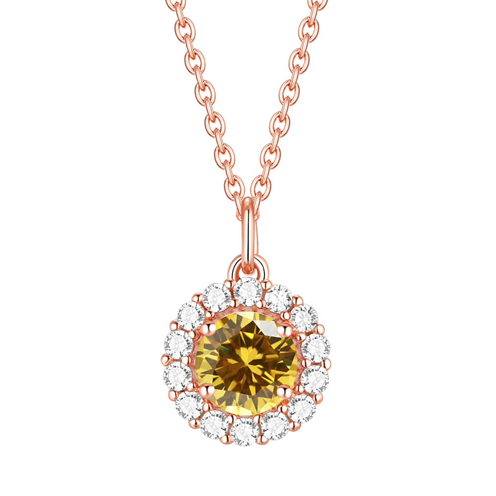 Colorful Treasure Necklace S925 Pure Silver Necklace Women's Twelfth Birthday Stone Pendant Necklace Rose Gold Non fading