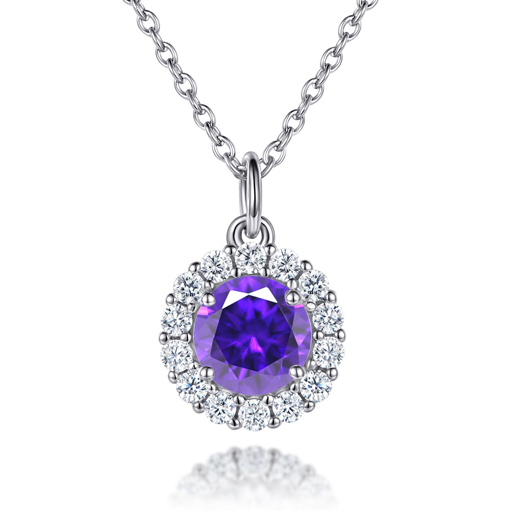 Colorful Treasure Necklace S925 Pure Silver Necklace Women's Twelfth B