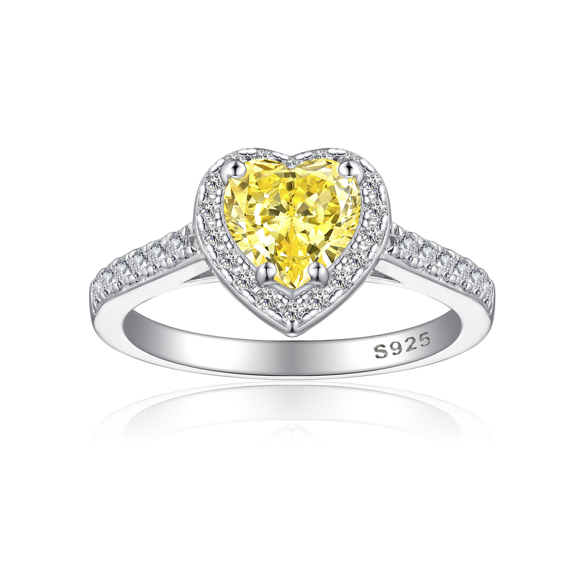 TLR23007  Hot selling S925 sterling silver ring, women's classic heart-shaped fireworks ice flower cut zircon high carbon diamond ring