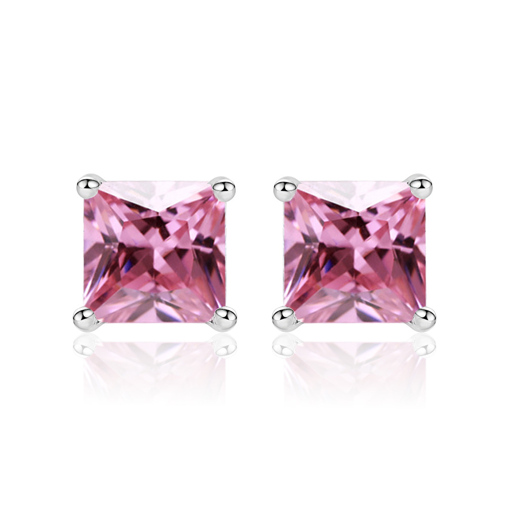 TLED110 Square zircon earrings for women, fashionable European and Ame