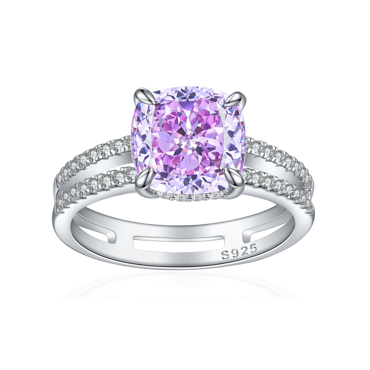 TLR23036  New 925 sterling silver ring for women, 3.5ct ice flower cut pillow shaped fat square fireworks cut women's ring