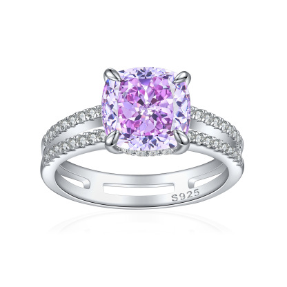 TLR23036  New 925 sterling silver ring for women, 3.5ct ice flower cut pillow shaped fat square fireworks cut women's ring