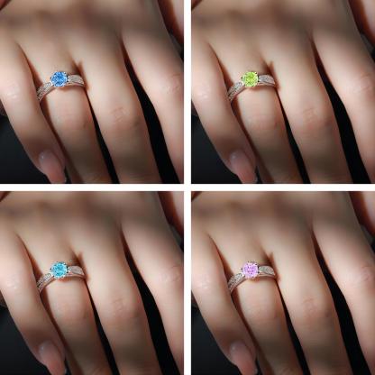 TLR23009  Hot selling S925 silver inlaid high carbon diamond ring, women's classic six claw fireworks, ice flower cut zircon color treasure