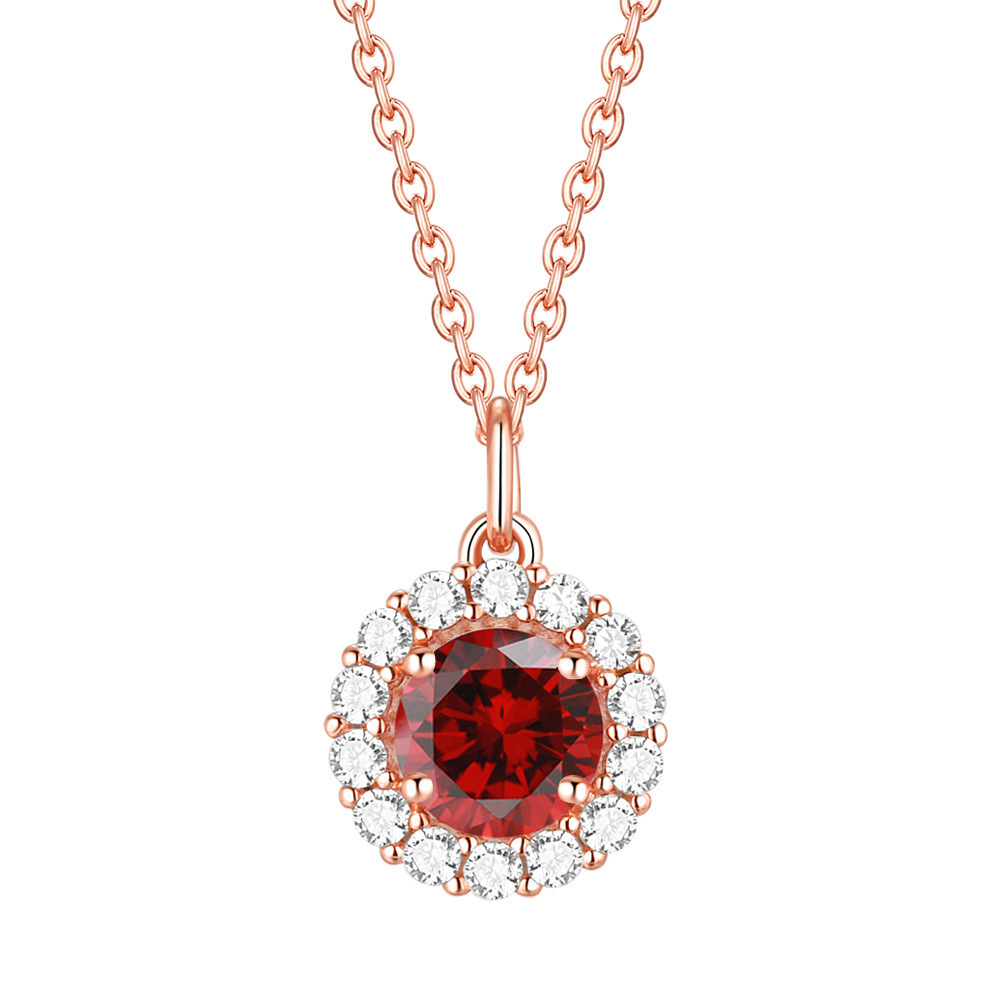 Colorful Treasure Necklace S925 Pure Silver Necklace Women's Twelfth Birthday Stone Pendant Necklace Rose Gold Non fading