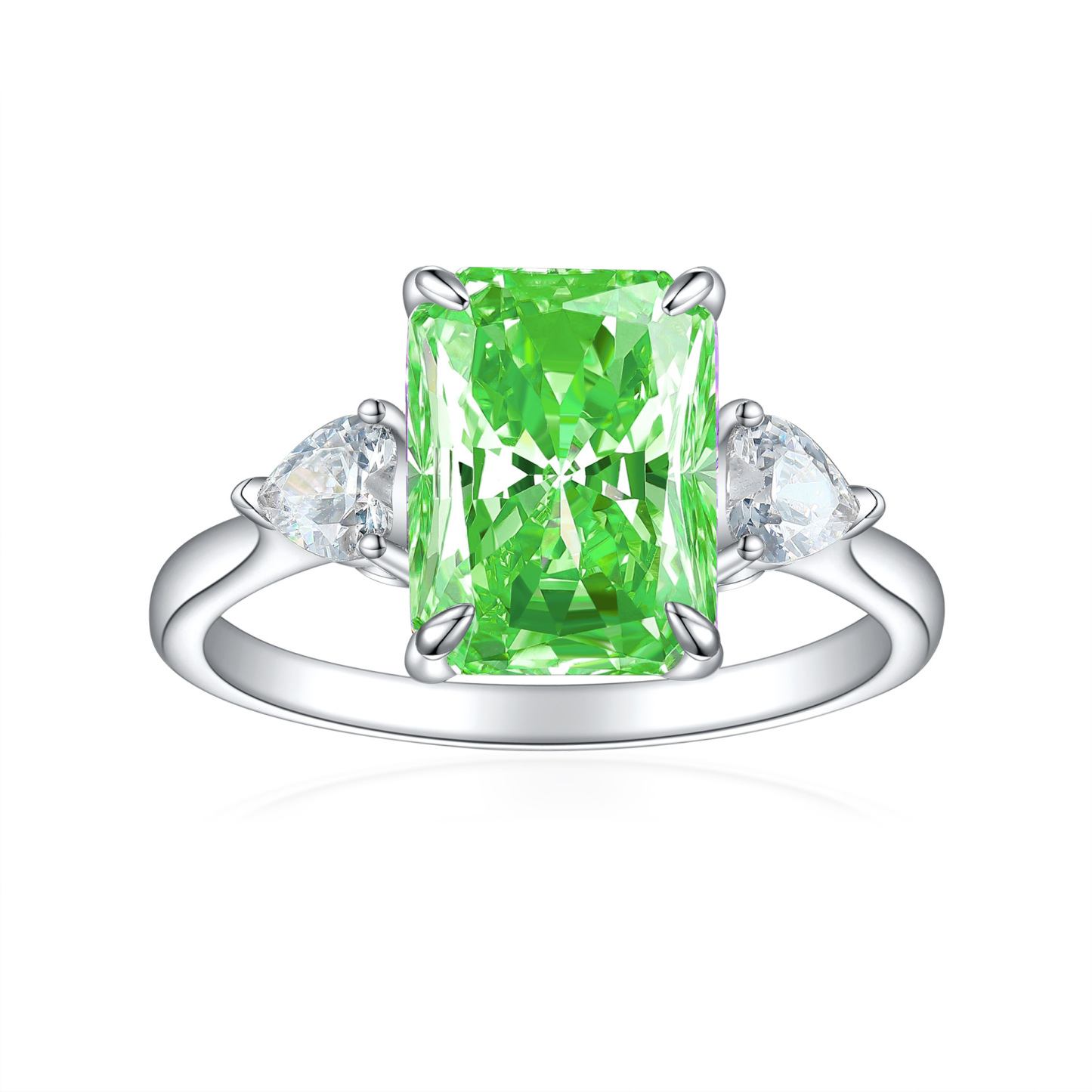 TLR23042  New 925 sterling silver ring for women with 4-carat ice flower cut chamfered rectangular fireworks cut high carbon diamond colored treasure