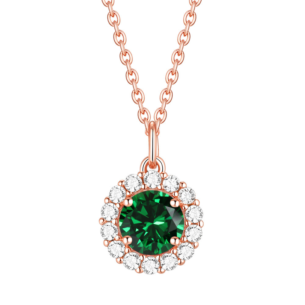 Colorful Treasure Necklace S925 Pure Silver Necklace Women's Twelfth Birthday Stone Pendant Necklace Rose Gold Non fading