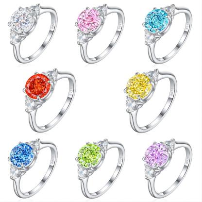 TLR23023  Hot selling S925 sterling silver inlaid high carbon diamond ring for women, pear shaped fireworks, ice flower cut zircon, colorful treasure finger