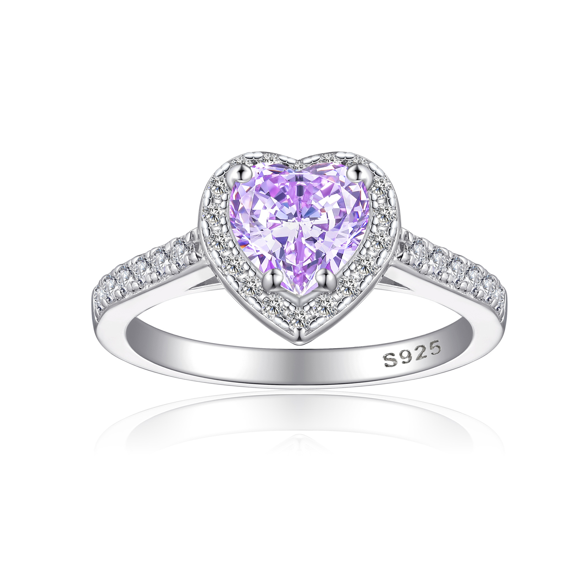 TLR23007  Hot selling S925 sterling silver ring, women's classic heart-shaped fireworks ice flower cut zircon high carbon diamond ring