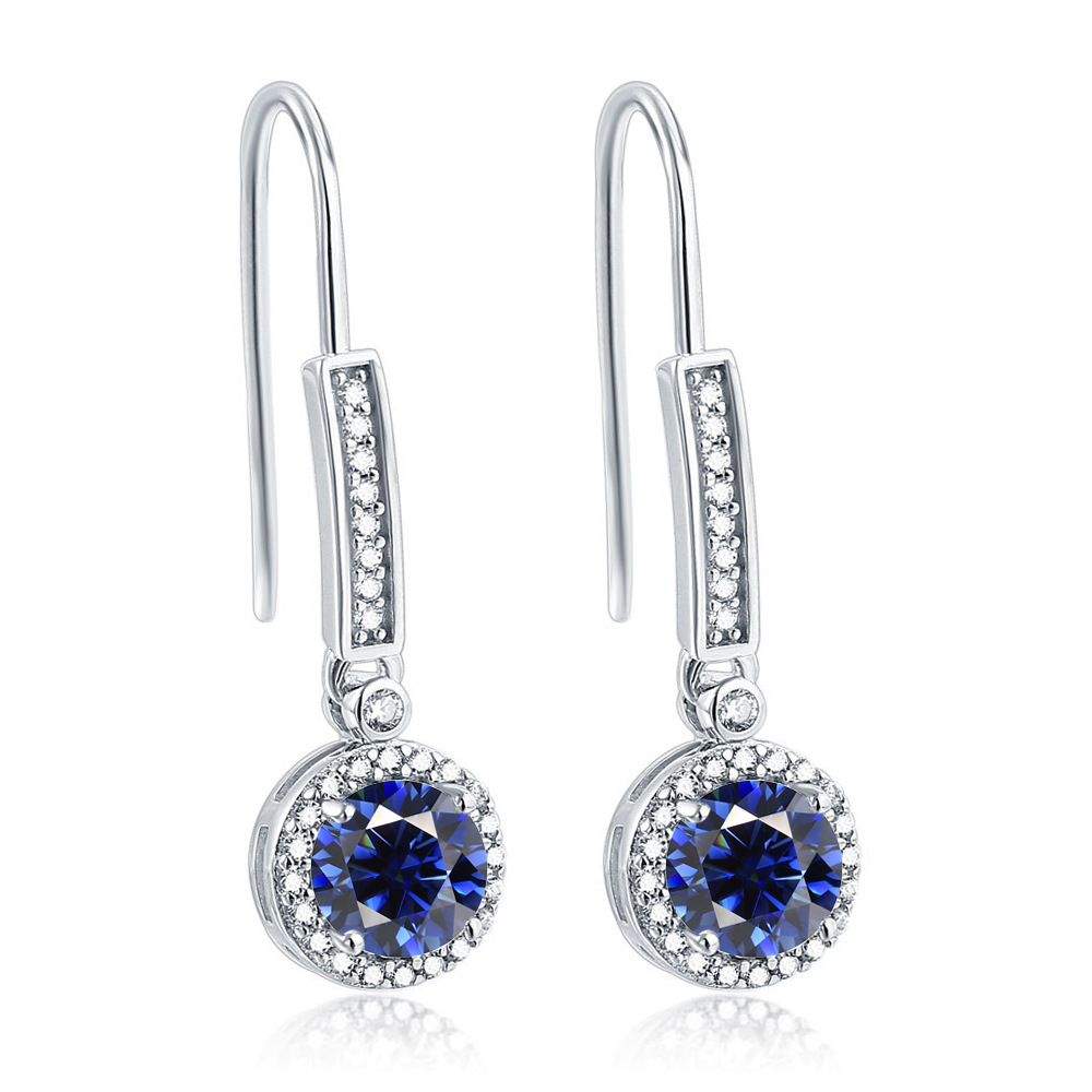 S925 Sterling Silver Earrings Fashion Colorful Treasure Earrings Women's Versatile Twelfth Birthday Stone Earrings
