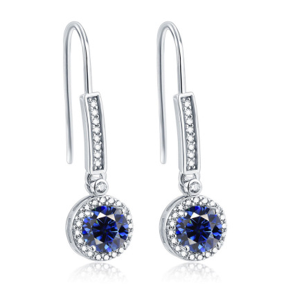 S925 Sterling Silver Earrings Fashion Colorful Treasure Earrings Women's Versatile Twelfth Birthday Stone Earrings