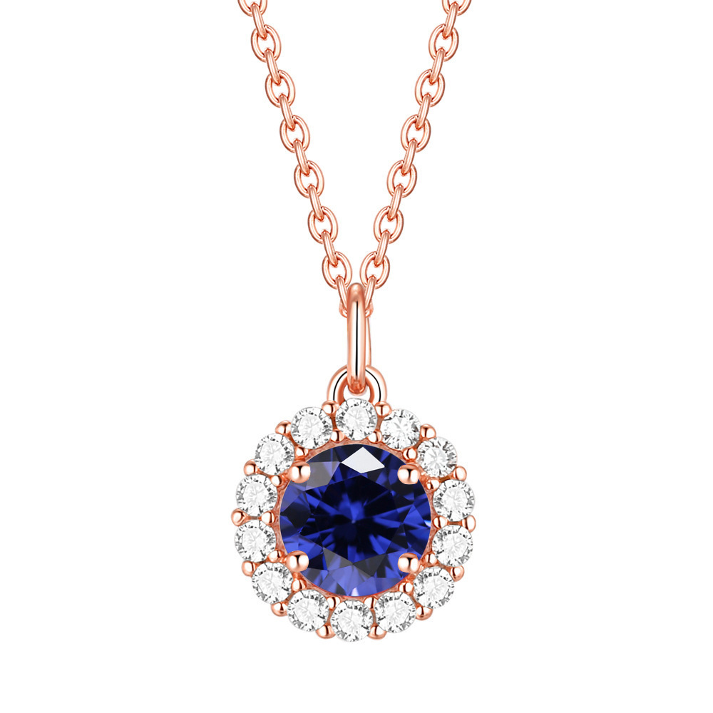 Colorful Treasure Necklace S925 Pure Silver Necklace Women's Twelfth Birthday Stone Pendant Necklace Rose Gold Non fading