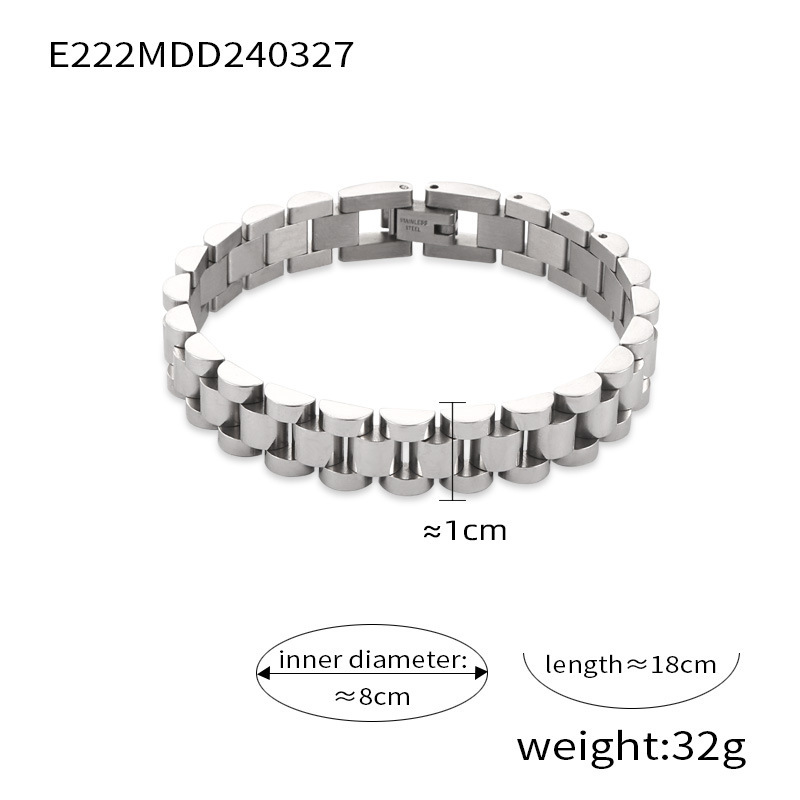 Small and trendy, cool business men's personalized jewelry, minimalist geometric watch design, titanium steel gold-plated bracelet
