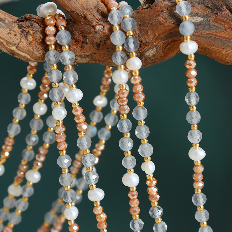 Bohemian Bead Necklace Glass Natural Stone Freshwater Pearl Bead