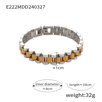 Small and trendy, cool business men's personalized jewelry, minimalist geometric watch design, titanium steel gold-plated bracelet