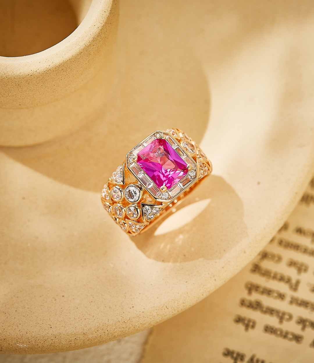 5CT Red Diamond Dew Ball moissanite Ring