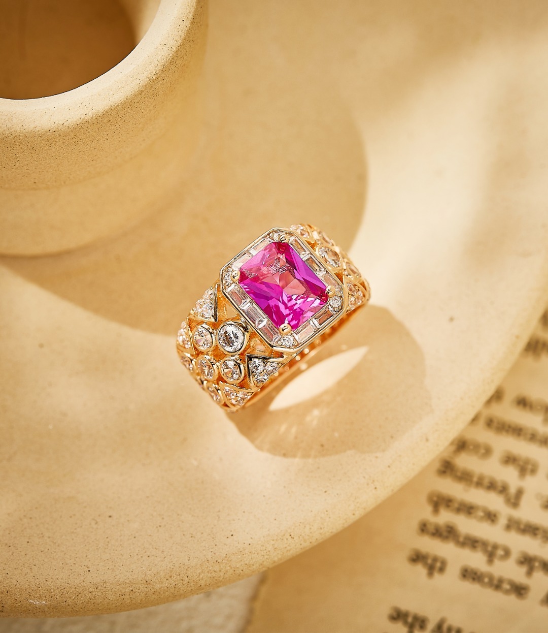 5CT Red Diamond Dew Ball moissanite Ring