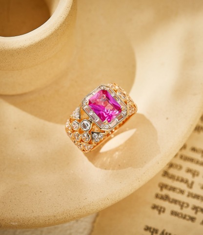 5CT Red Diamond Dew Ball moissanite Ring