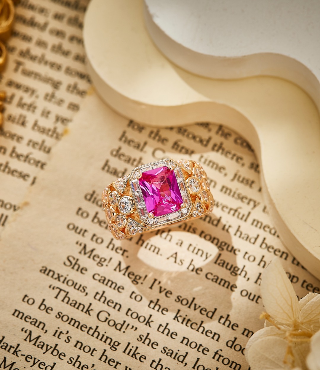 5CT Red Diamond Dew Ball moissanite Ring