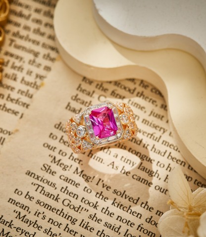 5CT Red Diamond Dew Ball moissanite Ring