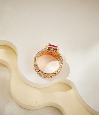 5CT Red Diamond Dew Ball moissanite Ring