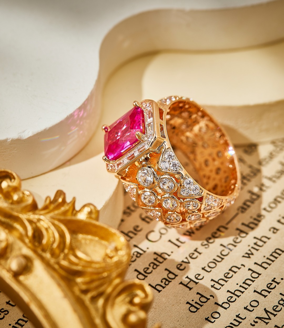 5CT Red Diamond Dew Ball moissanite Ring