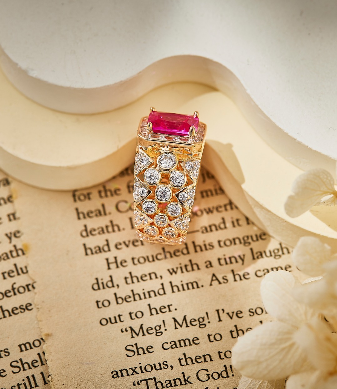 5CT Red Diamond Dew Ball moissanite Ring