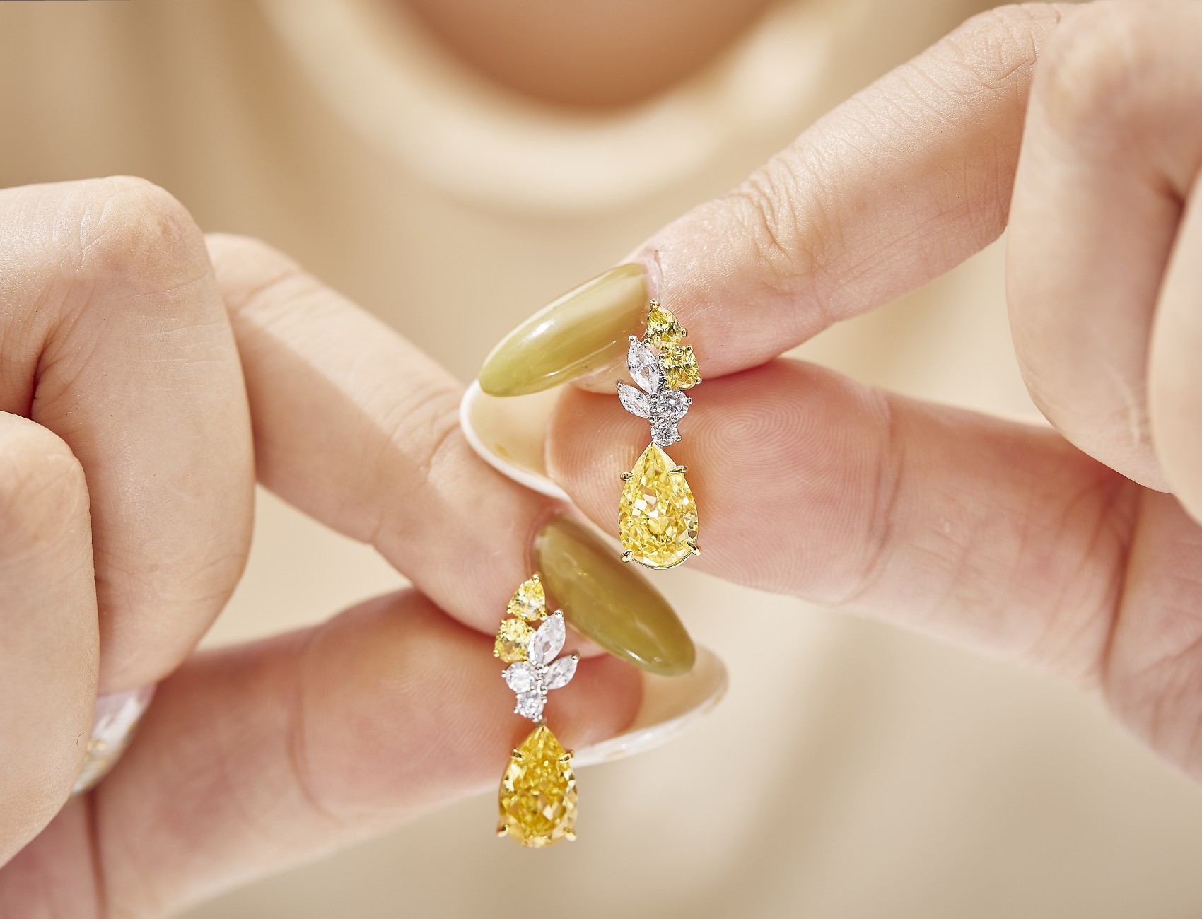 4CT YELLOW MOISSANITE DIAMOND Reading Pear shaped Earrings