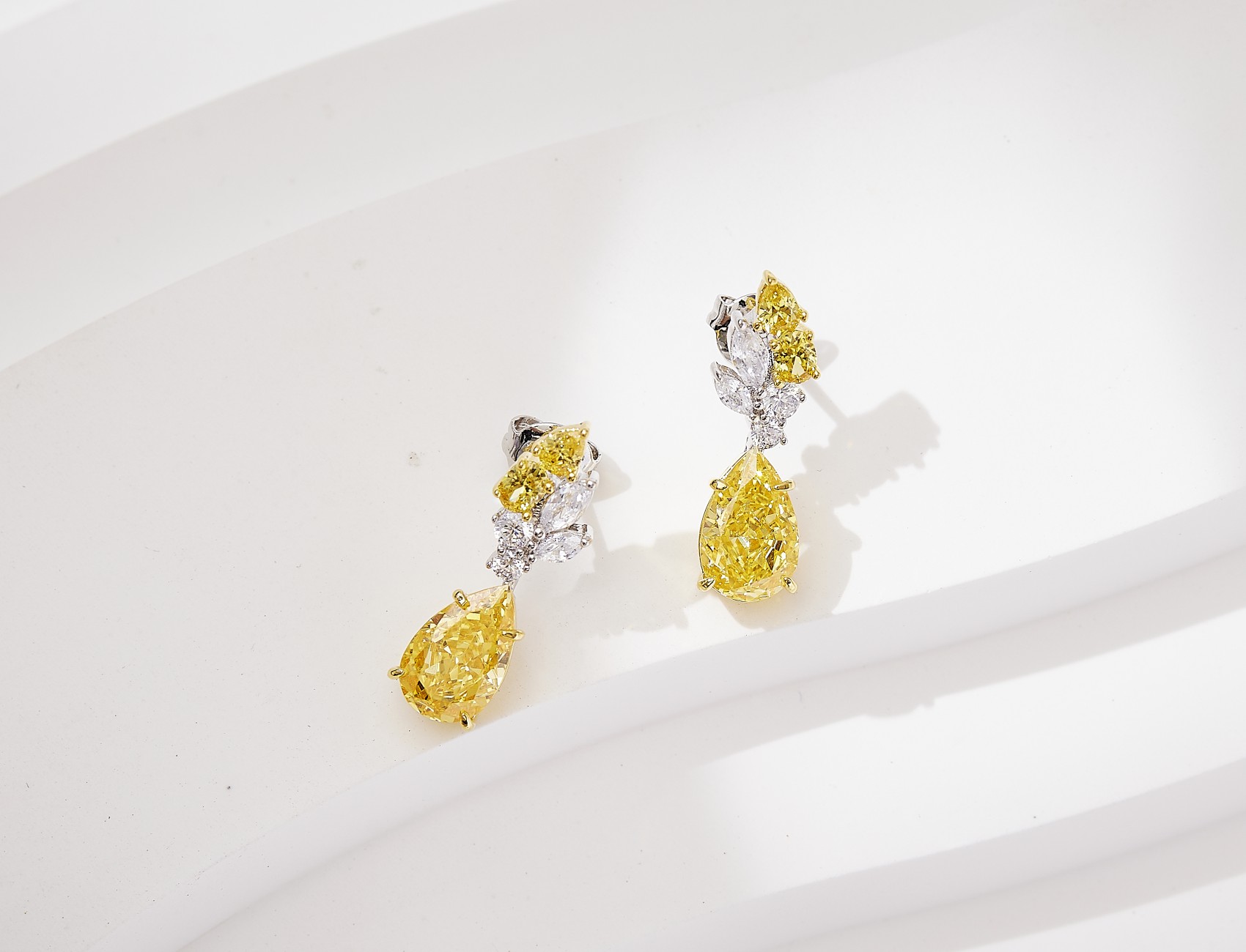 4CT YELLOW MOISSANITE DIAMOND Reading Pear shaped Earrings
