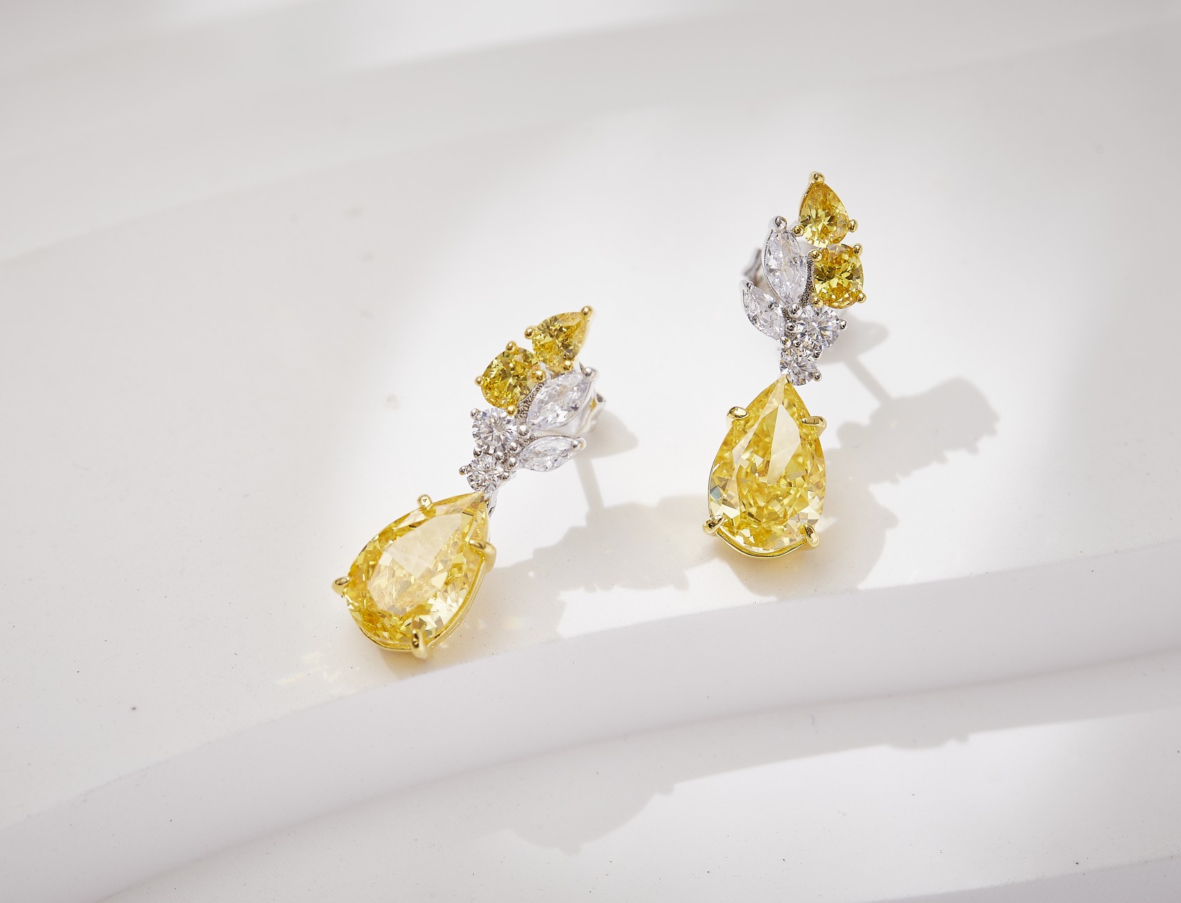 4CT YELLOW MOISSANITE DIAMOND Reading Pear shaped Earrings