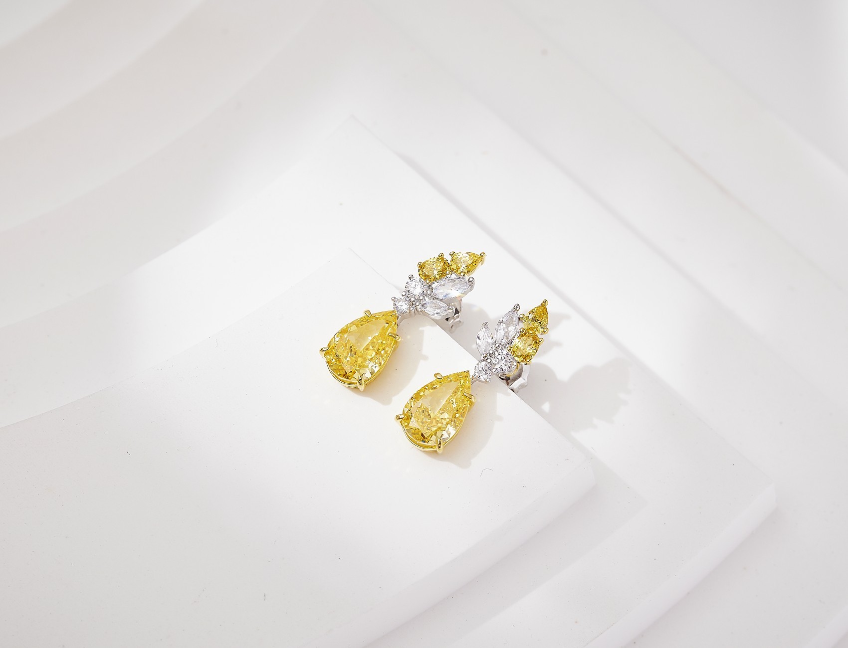 4CT YELLOW MOISSANITE DIAMOND Reading Pear shaped Earrings