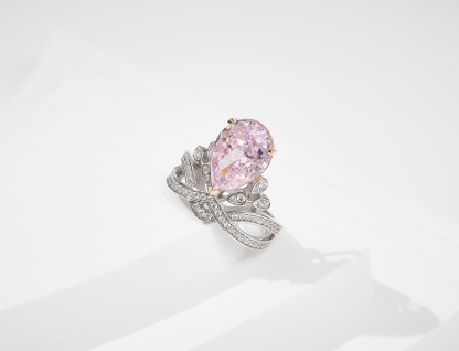 Luxury teardrop pear shaped crown ring simulation diamond ring with coloured moissanite gemstone ring (suitable for Valentine's Day, Christmas, Thanksgiving, Mother's Day lover, girlfriend) ﻿