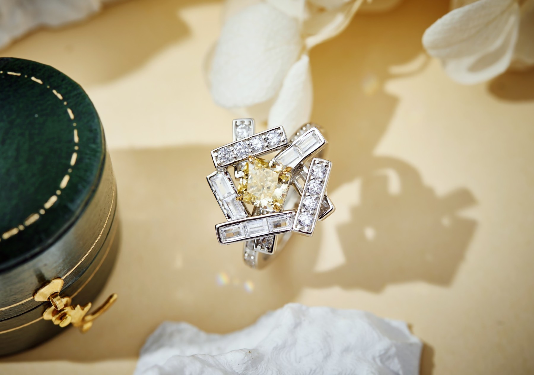 yellow moissanite jewelry Interwoven Thread Ring