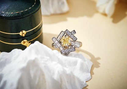 yellow moissanite jewelry Interwoven Thread Ring