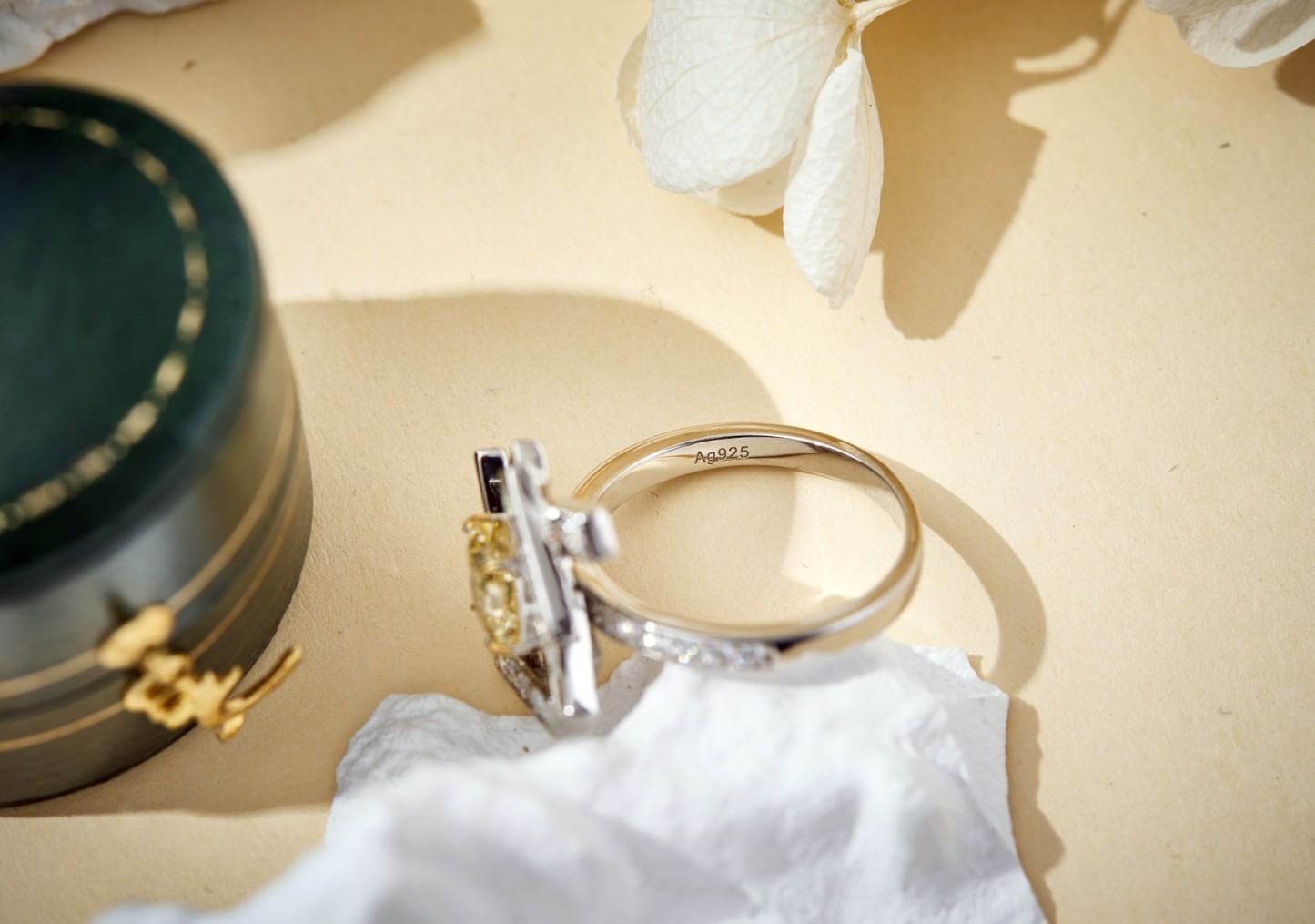 yellow moissanite jewelry Interwoven Thread Ring