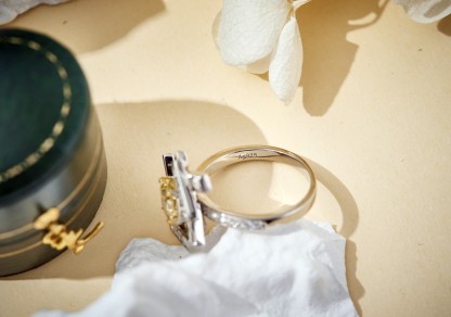 yellow moissanite jewelry Interwoven Thread Ring