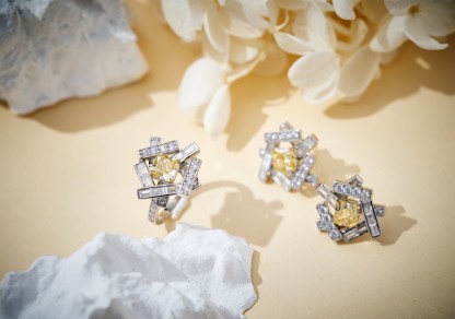 yellow moissanite jewelry Interwoven Thread Ring