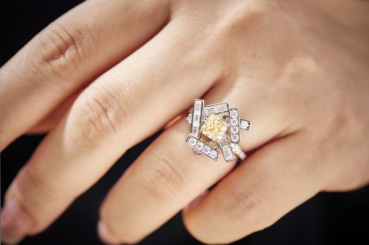 yellow moissanite jewelry Interwoven Thread Ring