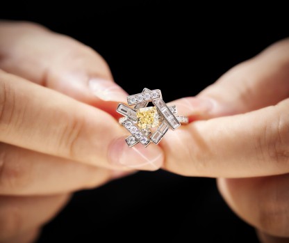 yellow moissanite jewelry Interwoven Thread Ring