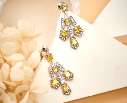 Yellow M0issanite Diamond jewelry Earrings