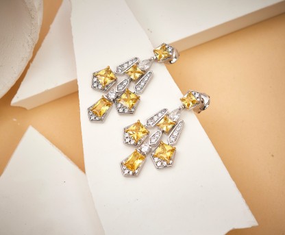 Yellow M0issanite Diamond jewelry Earrings