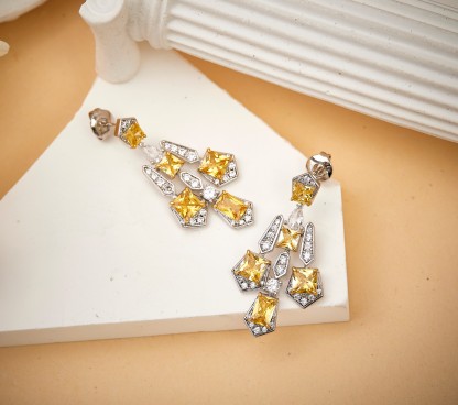 Yellow M0issanite Diamond jewelry Earrings