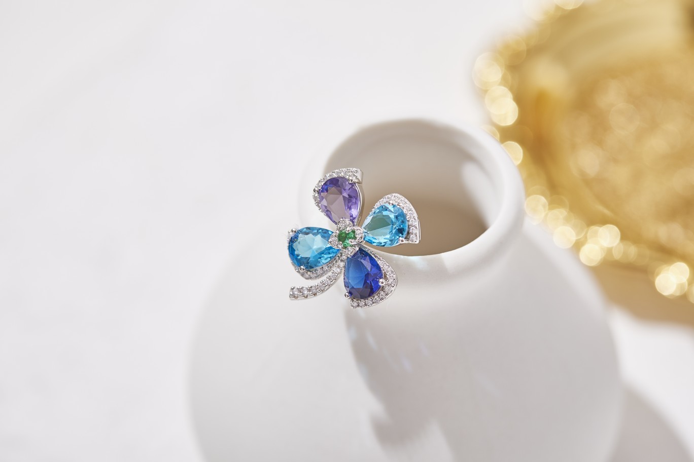 Colored Diamond Clover Four leaf clover earrings