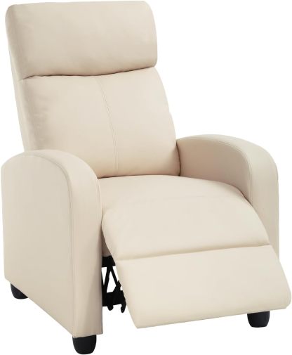 CaliFox Recliner Chair for Living Room Home Theater Seating Single Reclining Sofa Lounge with Padded Seat Backrest (Beige)