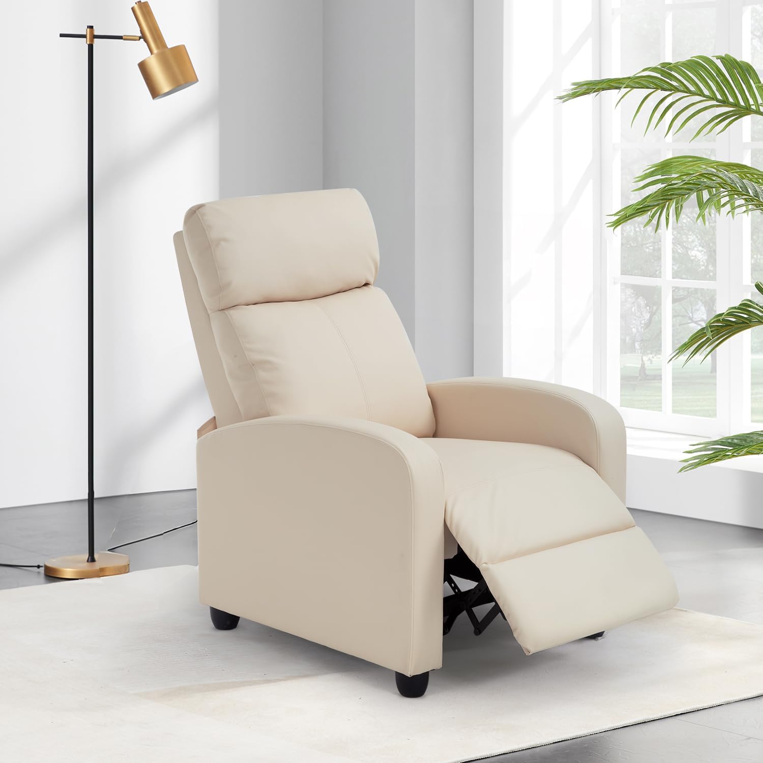 CaliFox Recliner Chair for Living Room Home Theater Seating Single Reclining Sofa Lounge with Padded Seat Backrest (Beige)