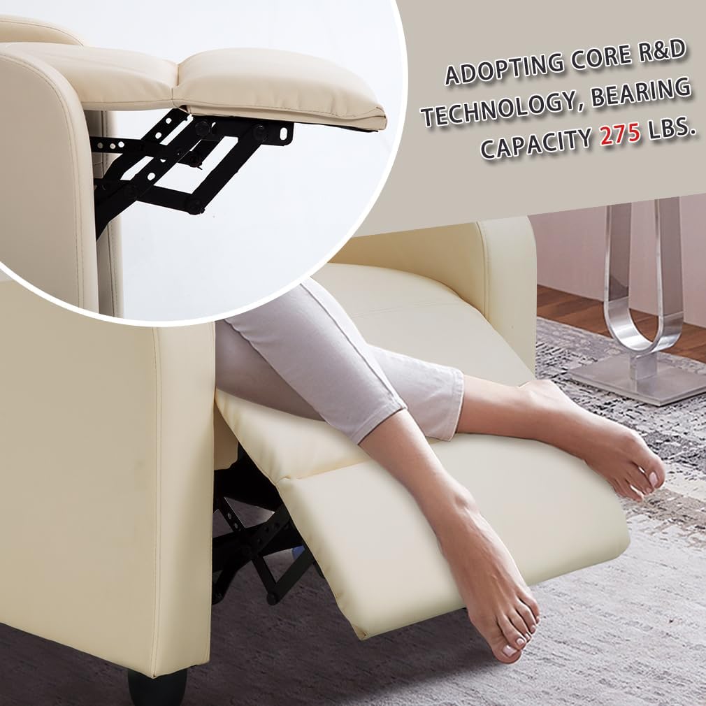 CaliFox Recliner Chair for Living Room Home Theater Seating Single Reclining Sofa Lounge with Padded Seat Backrest (Beige)